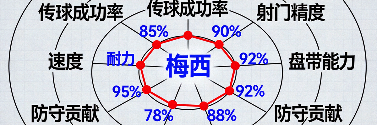 足球运动员数据分析可视化图表 - 雷达图展示多项技术指标